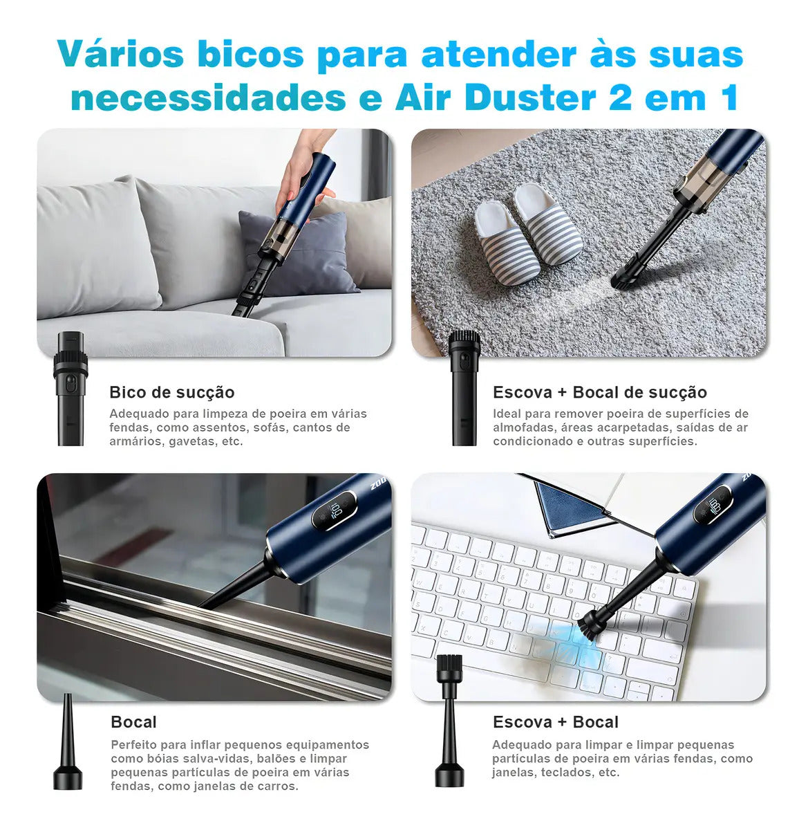 Aspirador Portátil Sem Fio 2 em 1 - TurboVac®