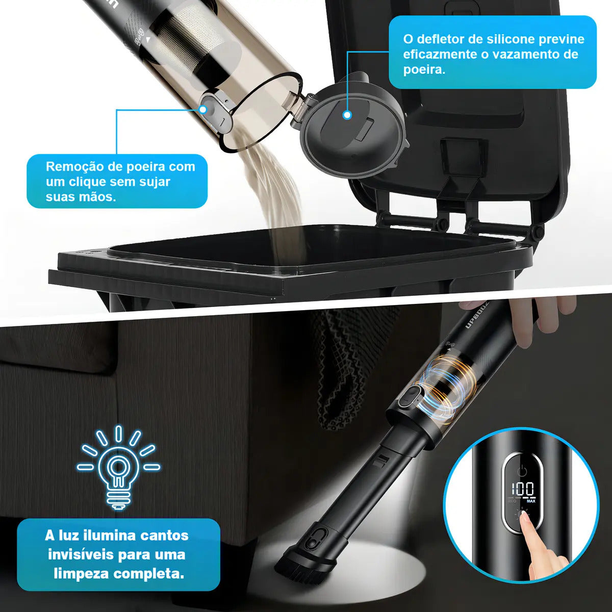 Aspirador Portátil Sem Fio 2 em 1 - TurboVac®