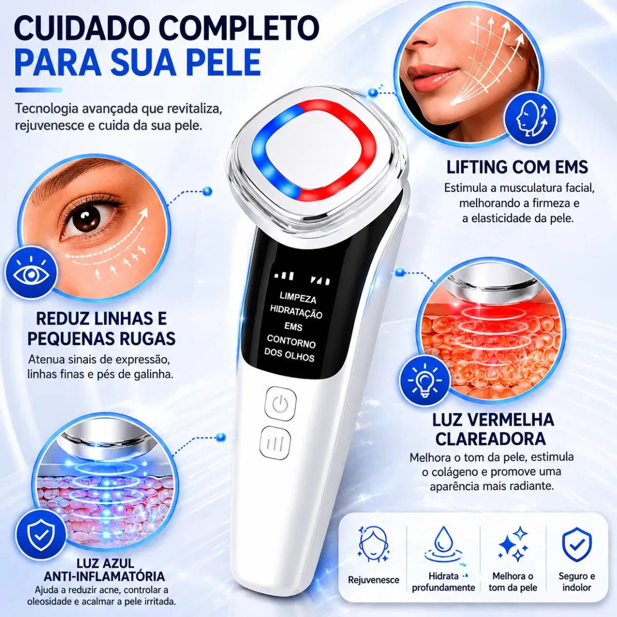 Aparelho Facial LED + EMS Skin Care - GlowLift®