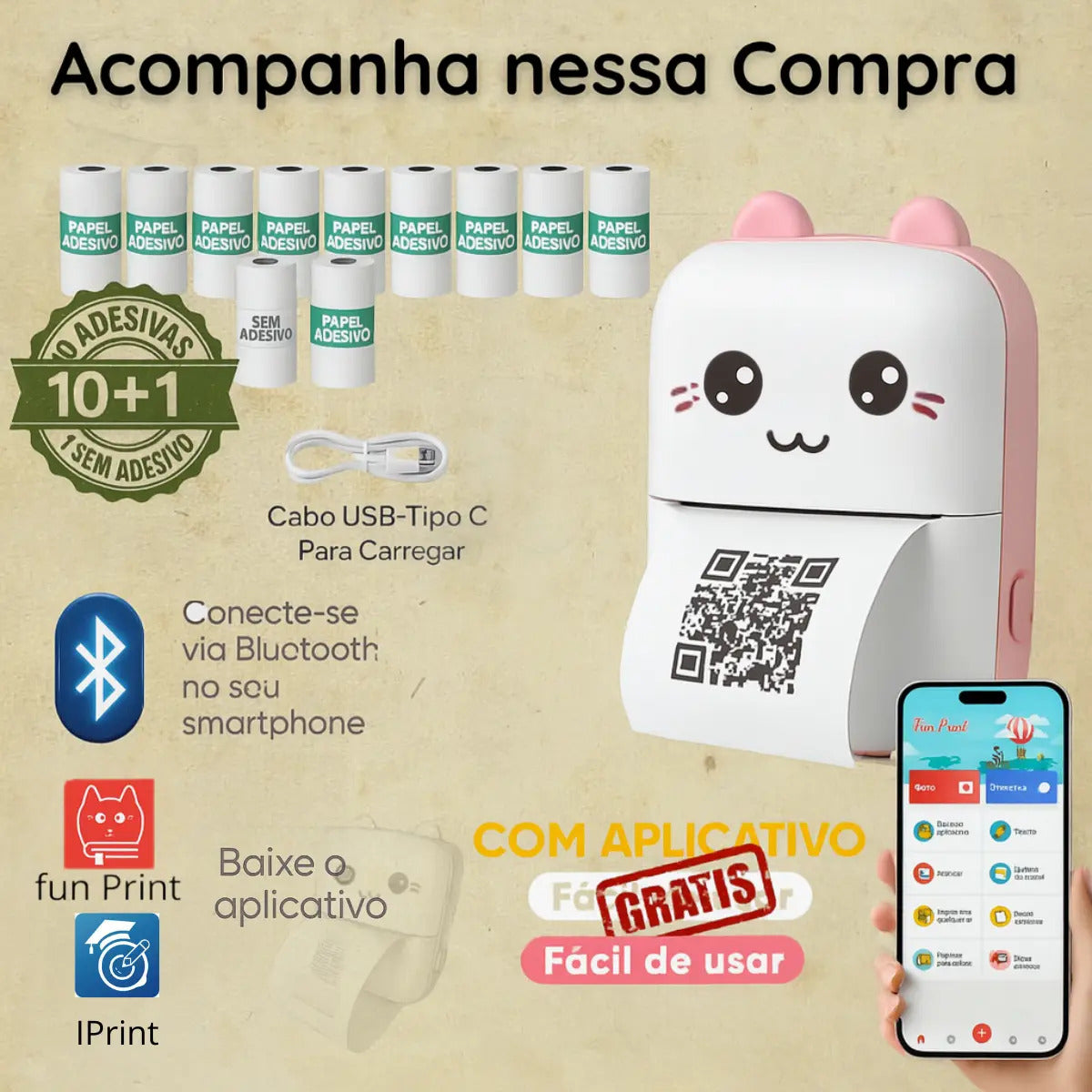 Mini Impressora Portátil Bluetooth - PrintPocket®