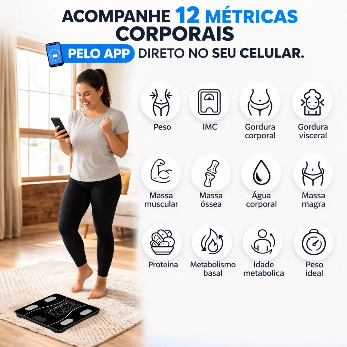 Balança Inteligente Bioimpedância - FitScale®