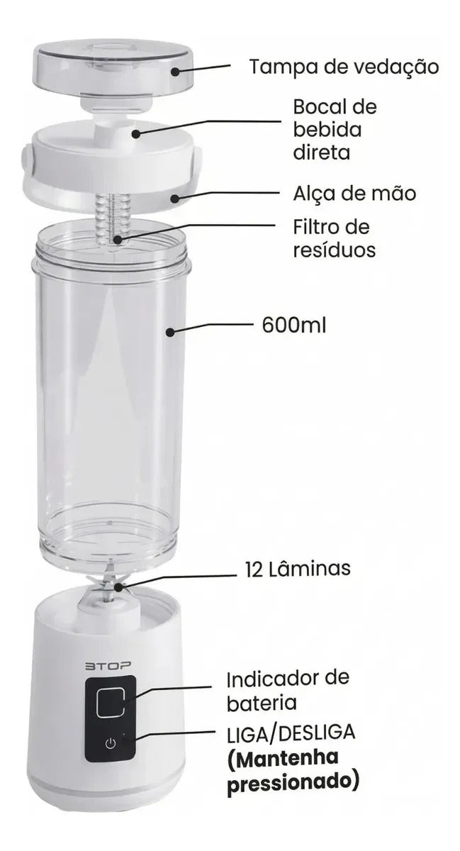 Mini Liquidificador Portátil 600ml - BlendGo®
