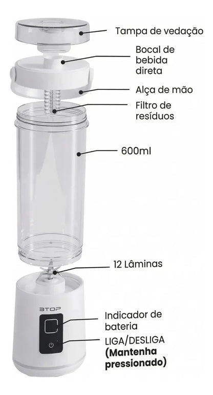 Mini Liquidificador Portátil 600ml - BlendGo®
